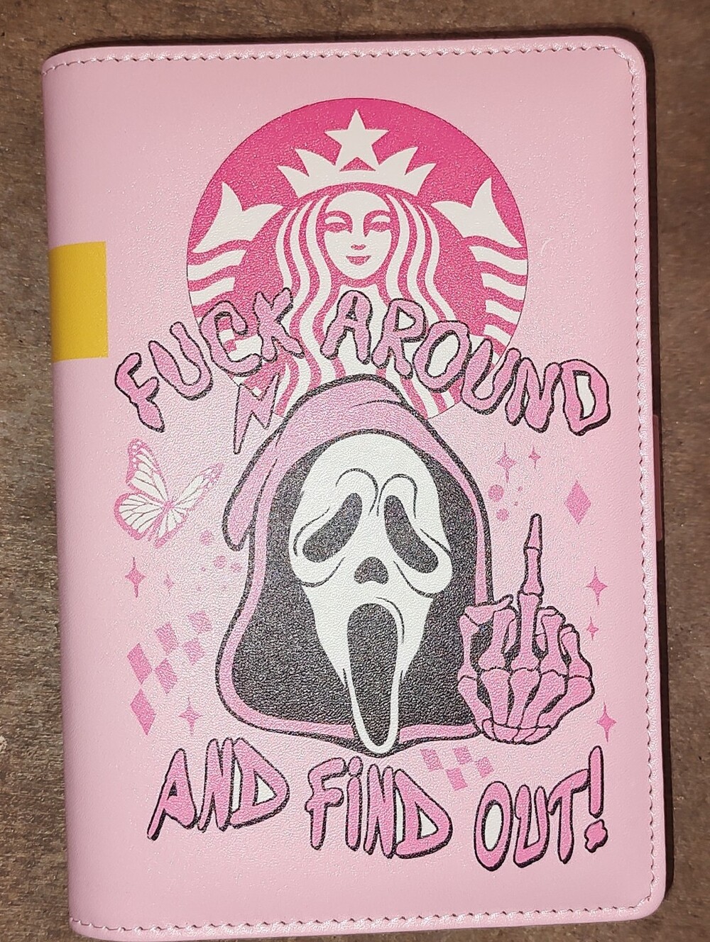 New! A6 Size Pink Ghost Face Binder Notebook With Paper